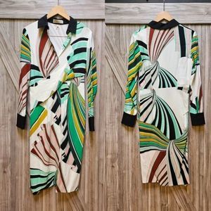 Emilio Pucci Printed Collar Dress Multicolor Viscose Multiple Colors